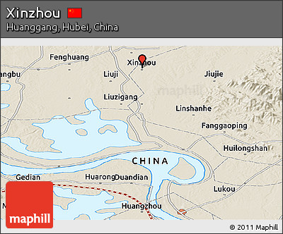 Shaded Relief Panoramic Map of Xinzhou