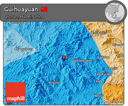 Political 3D Map of Guihuayuan