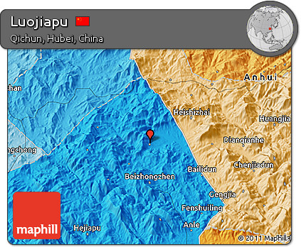 Political 3D Map of Luojiapu