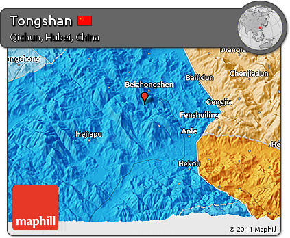 Political 3D Map of Tongshan