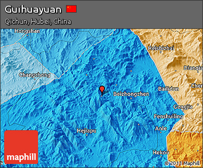 Political 3D Map of Guihuayuan