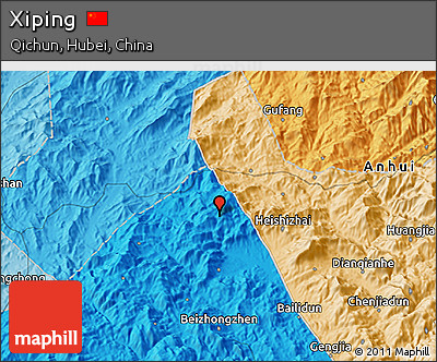 Political 3D Map of Xiping