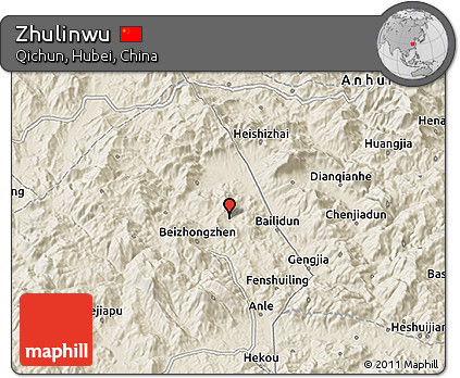 Shaded Relief 3D Map of Zhulinwu