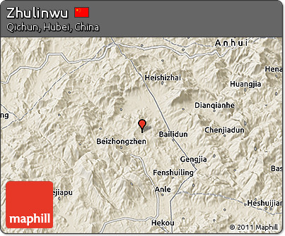 Shaded Relief 3D Map of Zhulinwu