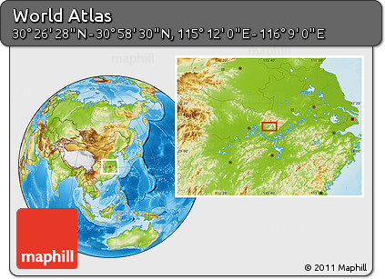 Physical Location Map of the Area around 30° 42' 29" N, 115° 40' 30" E