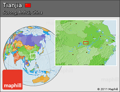 Political Location Map of Tianjia