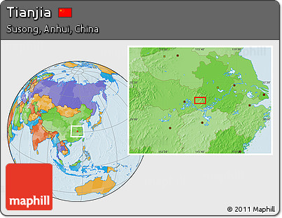 Political Location Map of Tianjia