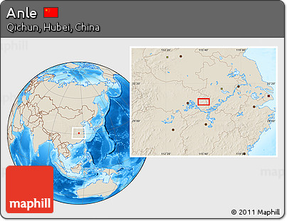 Shaded Relief Location Map of Anle