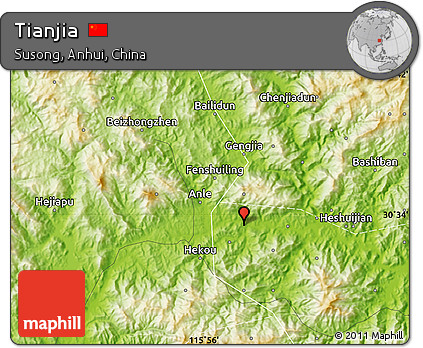 Physical Map of Tianjia