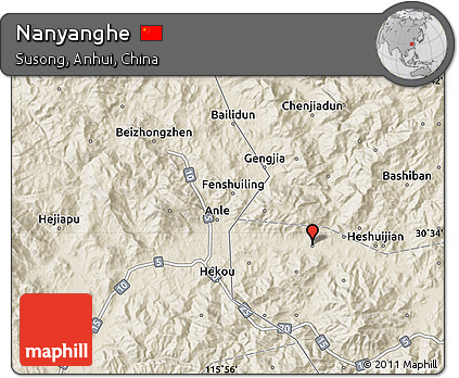 Shaded Relief Map of Nanyanghe