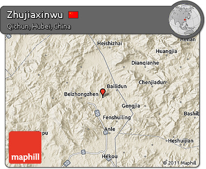 Shaded Relief Map of Zhujiaxinwu