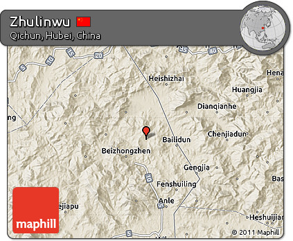 Shaded Relief Map of Zhulinwu