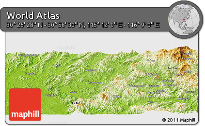 Physical Panoramic Map of the Area around 30° 42' 29" N, 115° 40' 30" E