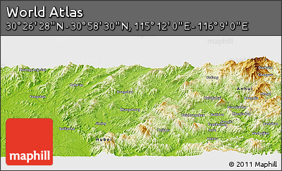 Physical Panoramic Map of the Area around 30° 42' 29" N, 115° 40' 30" E