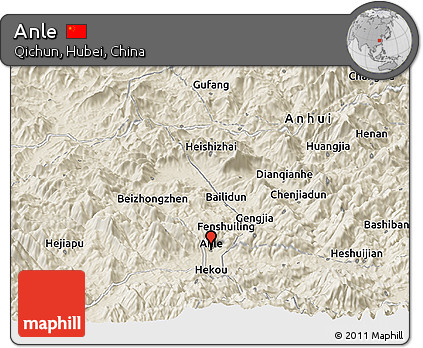 Shaded Relief Panoramic Map of Anle