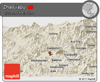 Shaded Relief Panoramic Map of Zhaojiapu