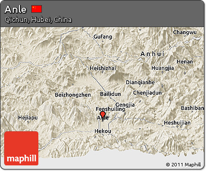 Shaded Relief Panoramic Map of Anle