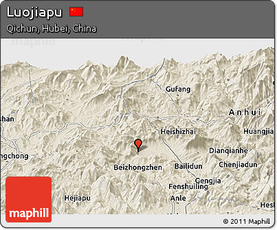 Shaded Relief Panoramic Map of Luojiapu
