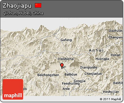 Shaded Relief Panoramic Map of Zhaojiapu