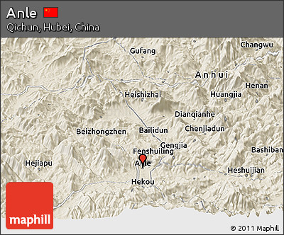 Shaded Relief Panoramic Map of Anle
