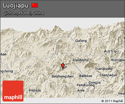 Shaded Relief Panoramic Map of Luojiapu