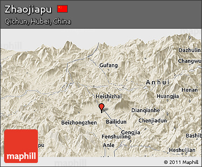 Shaded Relief Panoramic Map of Zhaojiapu