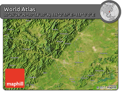 Satellite Map of the Area around 30° 42' 29" N, 116° 31' 30" E
