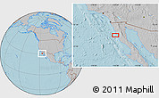 Gray Location Map of the area around 30° 42' 29" N, 116° 22' 30" W, hill shading