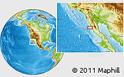 Physical Location Map of the area around 30° 42' 29" N, 116° 22' 30" W