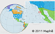 Political Location Map of the area around 30° 42' 29" N, 116° 22' 30" W