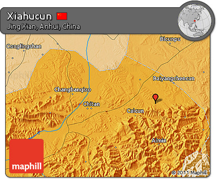 Political 3D Map of Xiahucun