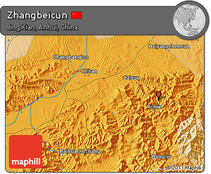 Political 3D Map of Zhangbeicun