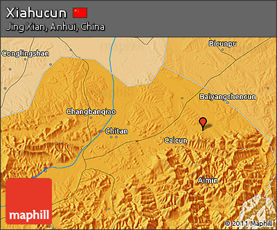 Political 3D Map of Xiahucun