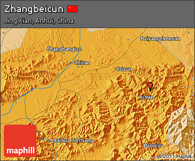 Political 3D Map of Zhangbeicun