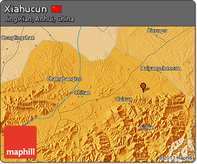 Political 3D Map of Xiahucun