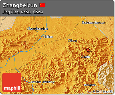 Political 3D Map of Zhangbeicun