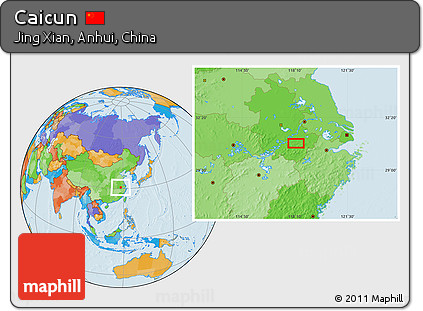 Political Location Map of Caicun