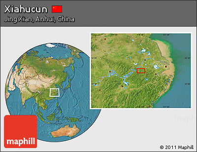 Satellite Location Map of Xiahucun