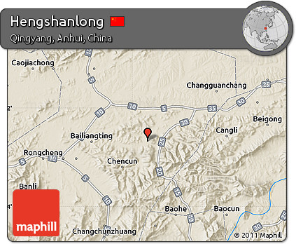 Shaded Relief Map of Hengshanlong
