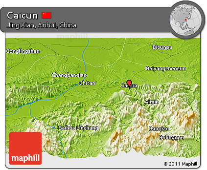 Physical Panoramic Map of Caicun