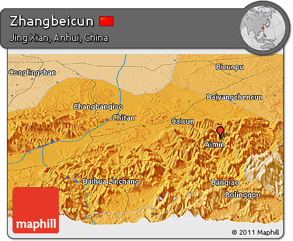 Political Panoramic Map of Zhangbeicun