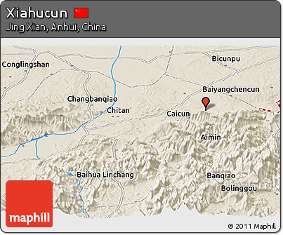 Shaded Relief Panoramic Map of Xiahucun