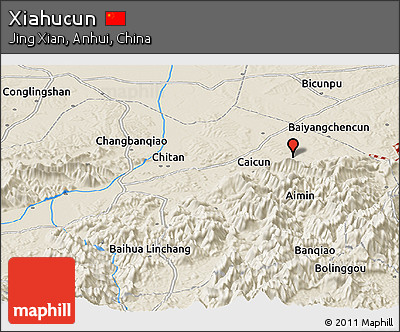 Shaded Relief Panoramic Map of Xiahucun