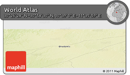 Physical Panoramic Map of the Area around 30° 42' 29" N, 11° 7' 30" E