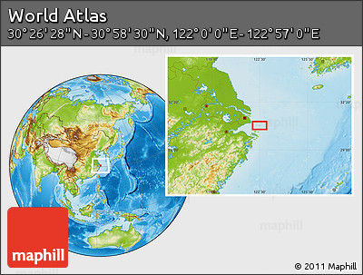 Physical Location Map of the Area around 30° 42' 29" N, 122° 28' 29" E