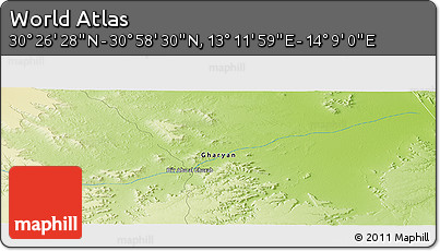 Physical Panoramic Map of the Area around 30° 42' 29" N, 13° 40' 30" E