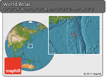 Satellite Location Map of the Area around 30° 42' 29" N, 140° 19' 29" E