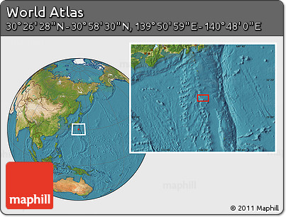 Satellite Location Map of the Area around 30° 42' 29" N, 140° 19' 29" E