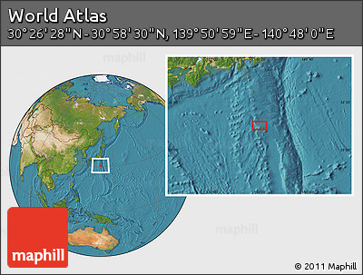 Satellite Location Map of the Area around 30° 42' 29" N, 140° 19' 29" E