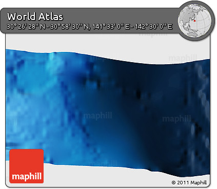 Physical 3D Map of the Area around 30° 42' 29" N, 142° 1' 30" E